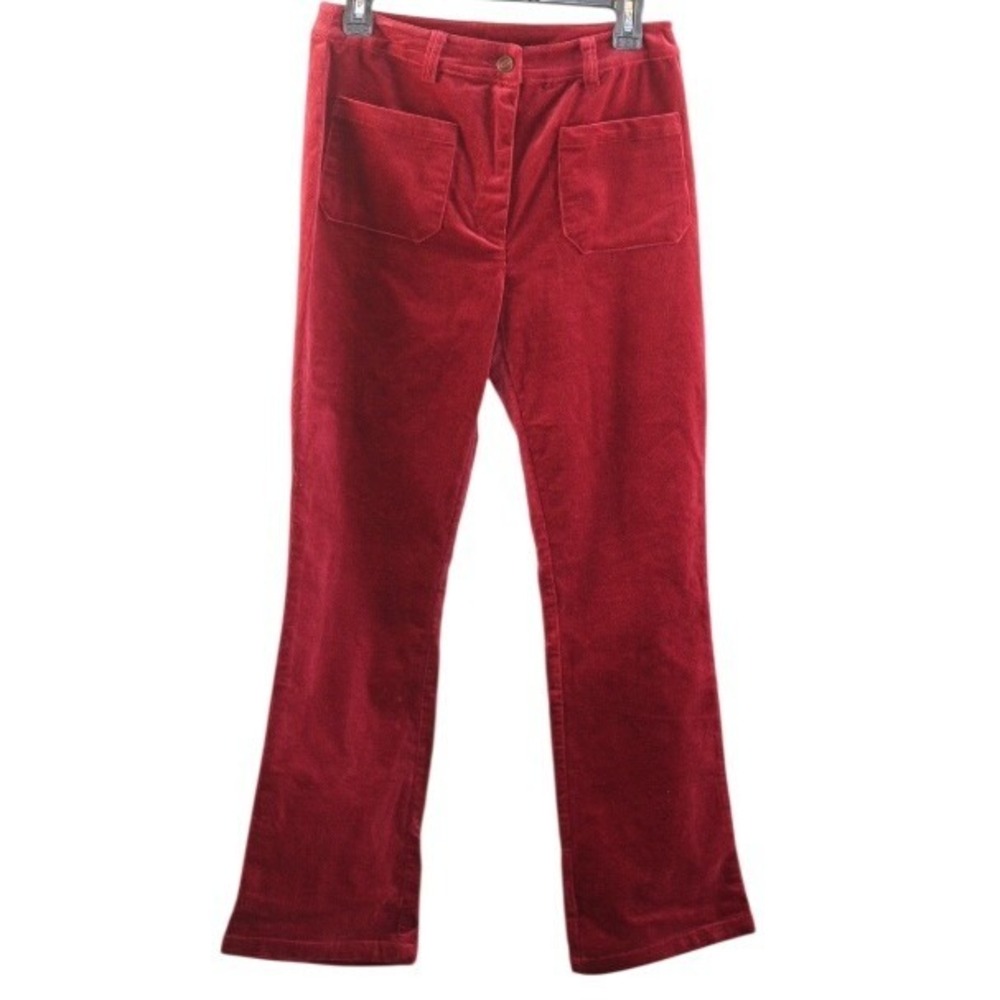 Petite Hayes Red Corduroy Flare Leg Pants Front Patch Pockets Size 6P New